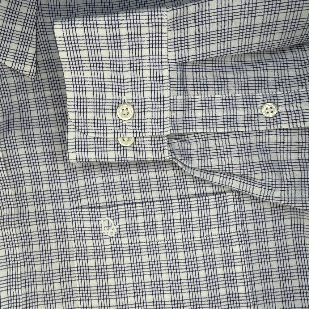 Christian Dior Monsieur Mens 16 32/33 Cotton Dress Shirt Long Sleeve Blue White - Picture 5 of 8